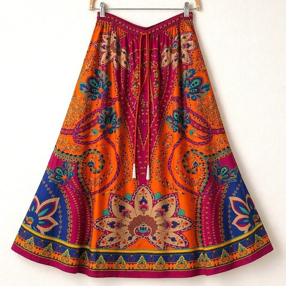 Whimsical Boho Paisley Maxi Skirt Hippie Festival Soft Surroundings Size Small - Picture 2 of 10